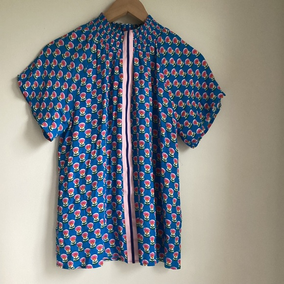 THML Top Womens Medium Blue Smocked - Picture 1 of 10
